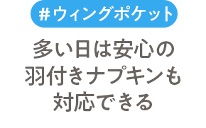 ウィングポケット 多い日は安心の羽付きナプキンも対応できる